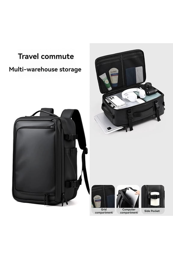 Large Capacity Travel Backpack, Multi-Compartment Laptop Backpack, Expandable Commuter Backpack with Grid & Computer Compartments, Durable Backpack for Men Women