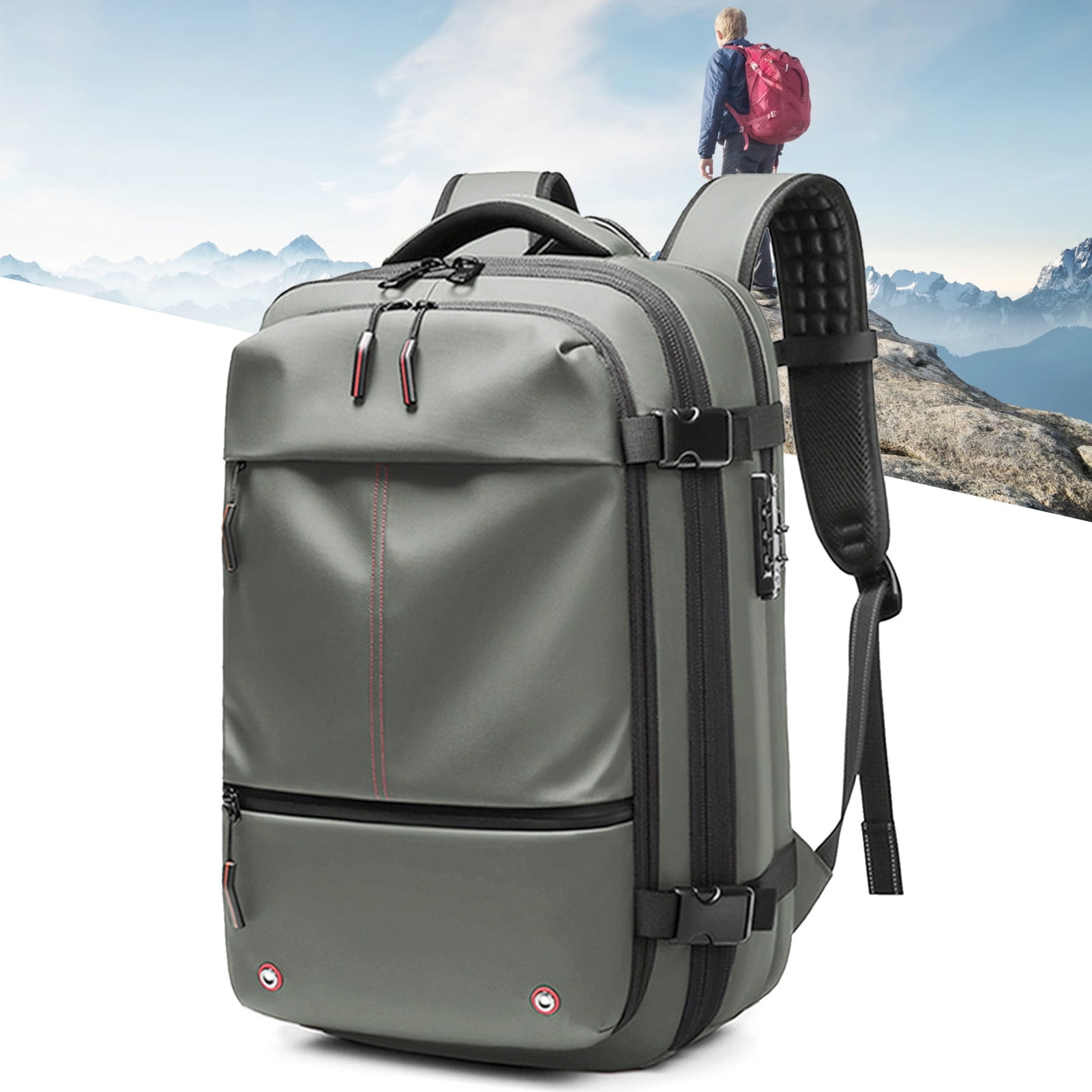 Large Capacity Travel Backpack With Wet/Dry Compartments, Expandable 19 ...