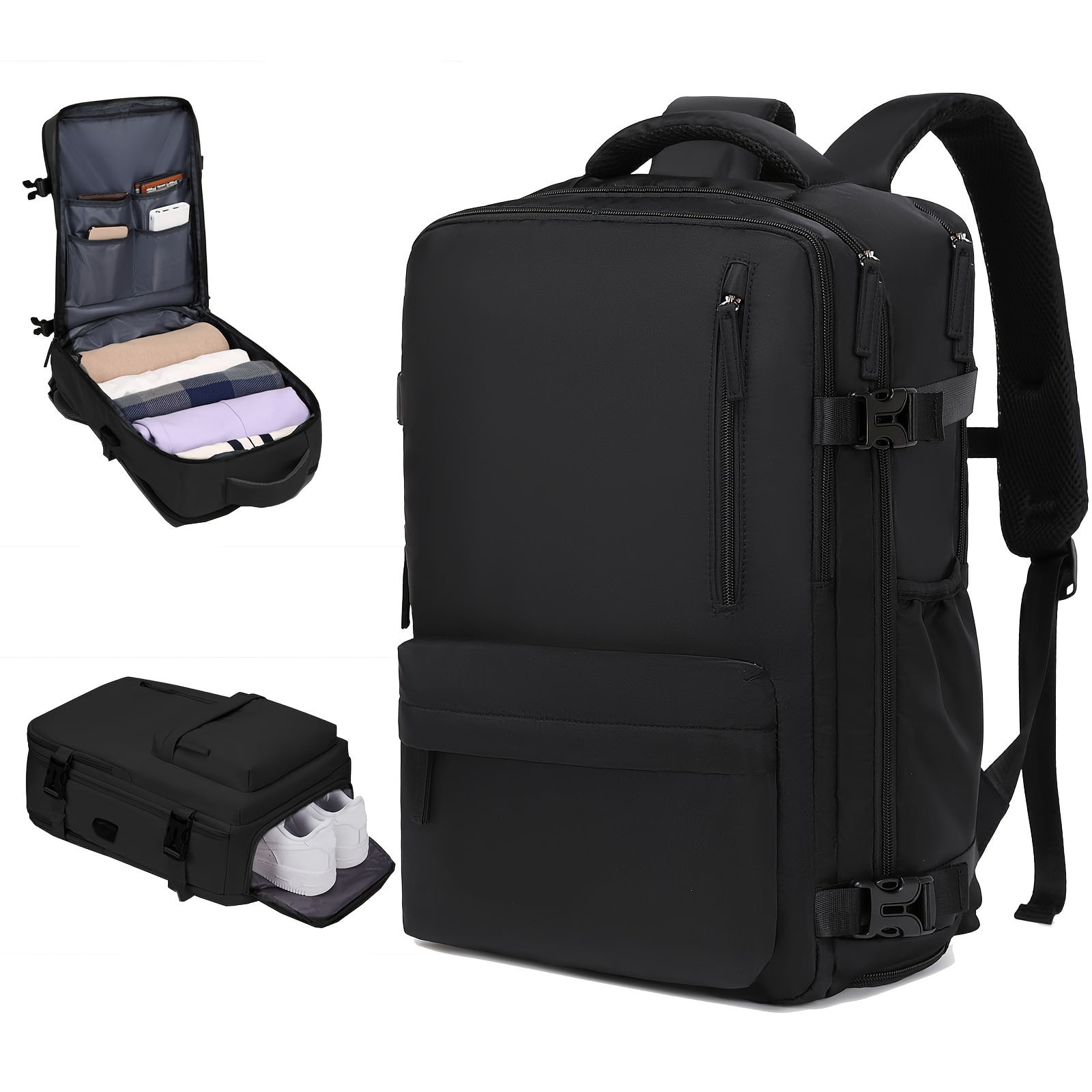 Large Capacity Travel Backpack with Shoe Compartment and Charging Port
