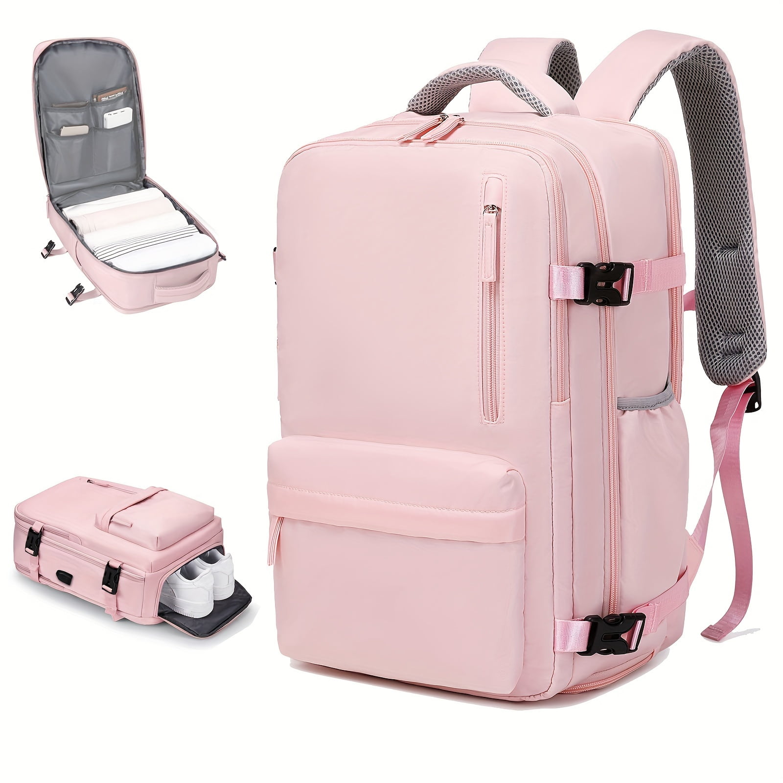 Large Capacity Travel Backpack with Shoe Compartment and Charging Port