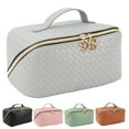 Large Capacity Travel Cosmetic Bag Makeup Bag, Portable Leather Waterproof Women Travel Makeup