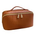 thumbnail image 1 of Large Capacity Travel Cosmetic Bag - Nisrada Makeup Bag, PU Leather Waterproof Cosmetic Bag, Women Portable Travel Makeup Bag With Handle and Divider Flat Lay Makeup Organizer Bag, 1 of 8