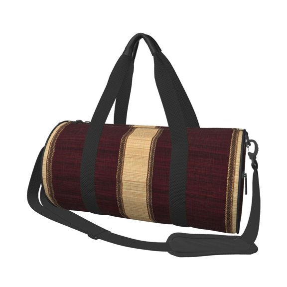 Large Capacity Travel Duffel Bag 17.79in Handbag Double Pull Head Zipper For Hiking Family Vacation Business Sports Travel Work Maroon Stripe_3