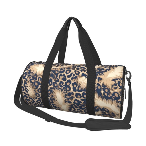 Large Capacity Travel Duffel Bag 17.79in Handbag Double Pull Head Zipper For Hiking Family Vacation Business Sports Travel Work Leopard Skin Print Style Lightskyblue_1