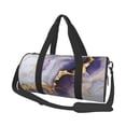 thumbnail image 1 of Large Capacity Travel Duffel Bag 17.7×9in Handbag Double Pull Head Zipper For Hiking Family Vacation Business Sports Travel Work Purple-White-Gold Marble, 1 of 8