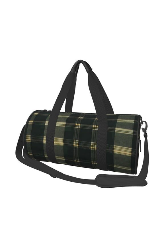 Large Capacity Travel Duffel Bag 17.79in Handbag Double Pull Head Zipper For Hiking Family Vacation Business Sports Travel Work Springgreen Buffalo Plaid Check Tartan Scotland_1