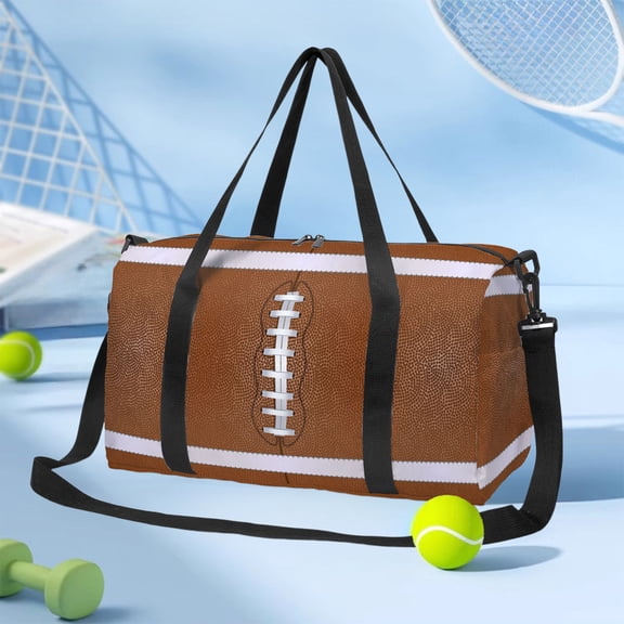 Large Capacity Travel Duffel Bag, Soccer Rugby Print Sports Bag, Nylon Spandex Water Resistant, Multi Pocket Storage For Weekend Getaways, Airport Travel, Easy Clean