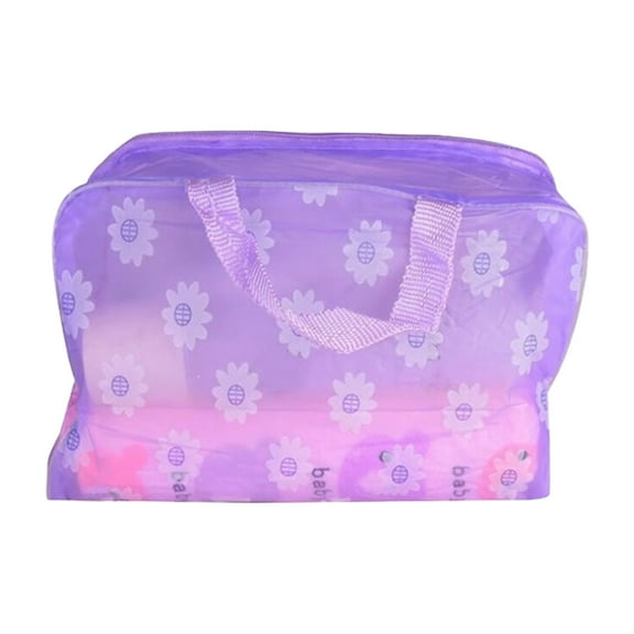Large Capacity Travel Toiletry Bag for Women Cosmetic Makeup Organizer Portable Transparent Floral Bath Storage Pouch