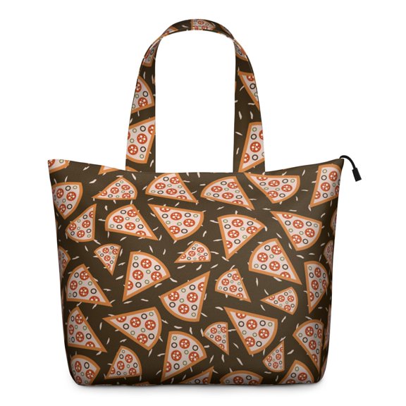 Large Capacity Travel Tote Bag Featuring Pizza Foodie Prints Lightweight Weekender Bag with Cartoon Fun Pizza Party Designs, Perfect for Gifts Weekend Getaways