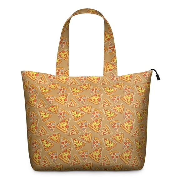 Large Capacity Travel Tote Bag Featuring Pizza Foodie Prints Lightweight Weekender Bag with Cartoon Fun Pizza Party Designs, Perfect for Gifts Weekend Getaways