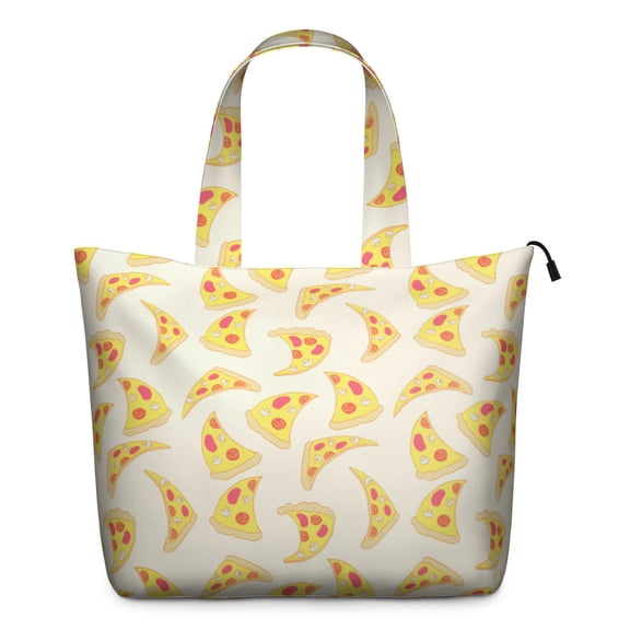 Large Capacity Travel Tote Bag Featuring Pizza Foodie Prints Lightweight Weekender Bag with Cartoon Fun Pizza Party Designs, Perfect for Gifts Weekend Getaways