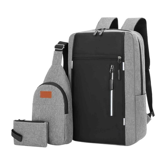 Large Capacity USB Backpack Three Piece Set for School Outdoor Travel Computer Bag with Shoulder Strap Tote Crossbody Storage Men Women