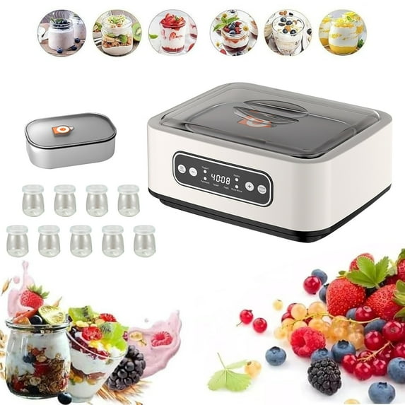 Large Capacity Yogurt Maker Machine, Adjustable Constant Temperature Yogurt Maker With Led Display And Timing Control For Home Organic Yogurt, Cheese -9 glasses