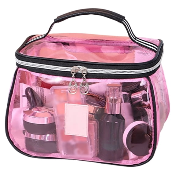 Large Capacity Vanity Makeup Organizer Portable Transparent Toiletry Storage Travel Cosmetic Bag For Women