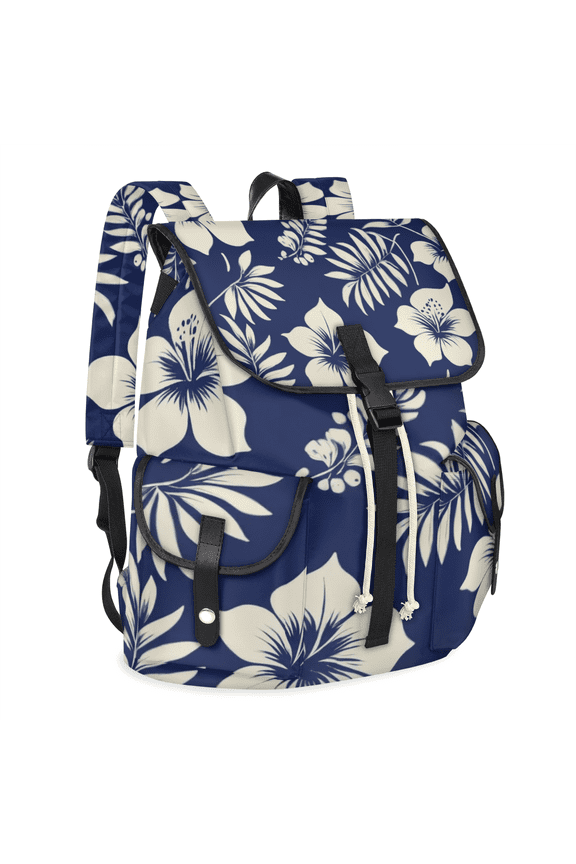 Large Capacity Vintage Floral Laptop Backpack Compatible 15" Laptop Drawstring Travel Backpack for Work, School, College