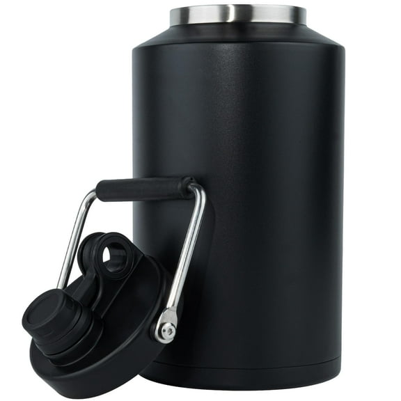 Large Capacity Water Jug, 128oz Stainless Steel Insulated Bottle, Double Wall Vacuum Thermos for Hot & Cold Drinks, Outdoor, Travel, Office, Black
