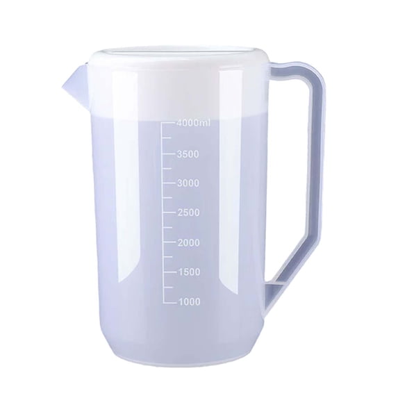 Large Capacity Water Pitcher Jug Plastic Pitcher with Lid Pouring Spout and Handle for Cold Water Ice Tea Juice Beer White 4000ml