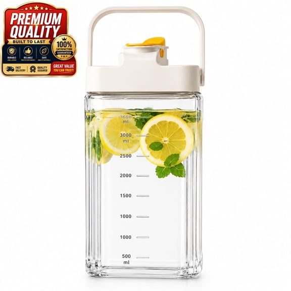 Large Capacity Water Pitcher with Spigot, 3.5L/1 Gallon, BPA Free, Leakproof Lid, Portable with Handle, for Home, Parties, Outdoors, Camping, Fridge, Sports, Hiking, Picnic, Beach