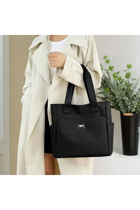 Large Capacity Water Repellent Multi Pocket Nylon Shoulder Bag Clearance Waterproof Tote Bag with Zipper Lightweight Quilted Shoulder Handbag for Travel Student Work Tote Bags for Women 13.5 Inch