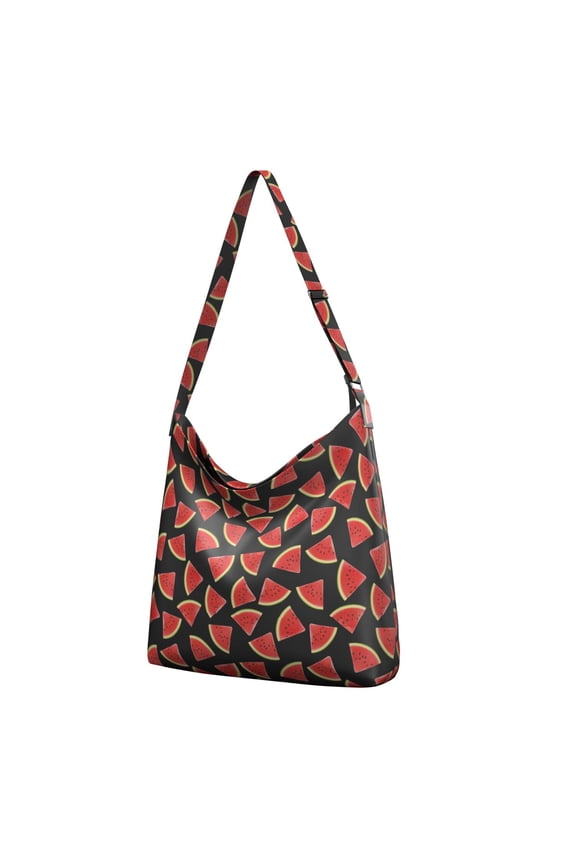 Large Capacity Watermelon Handbag | Adjustable Strap Crossbody Sling Bag | Stylish Everyday Purse for Women | Refresh Geometric Pattern Design