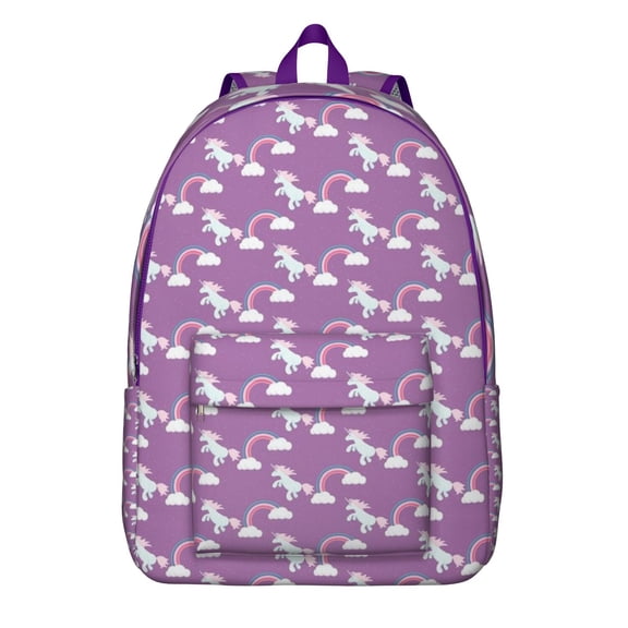 Large Capacity Waterproof Backpack with Unicorn Cartoon Print and Comfortable Adjustable S-Shaped Shoulder Straps for School Use