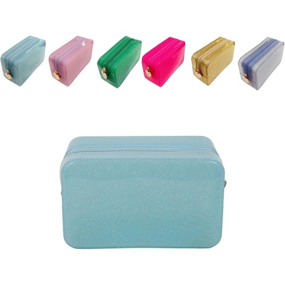 Large Capacity Waterproof Jelly Toiletry Bag, Korean-Style Cosmetic Clutch, Portable and Minimalist Pvc Clear Glitter Storage Bag, For Cosmetics and Jewelry