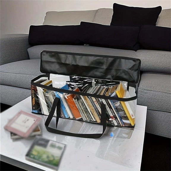 Large Capacity Waterproof Organizer Bag Clear Storage Tote Bag Transparent Body Spacious Compartment Reinforced Carry Handles for Home Storage Travel Car Dorm Hat Books Towels Toys Supplies Organizer