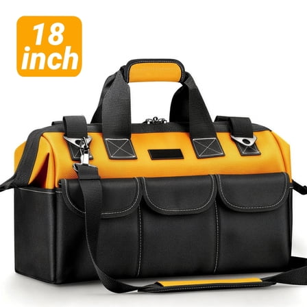 Tool Bag,GOCHIFIX 18 Inch Heavy Duty Tool Storage Organizer Bags with Shoulder Strap and Storage Box for Home DIY & Equipment Storage,Yellow