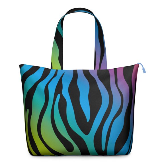 Large Capacity Weekender Bag with Abstract Zebra Pattern Travel Tote with Cute Black White Zebra Stripes, Modern Multicolor Design, Stylish Carry-On Bag