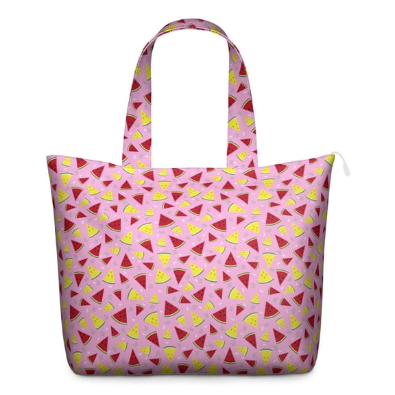 Large Capacity Weekender Bag with Watermelon Print Tropical Summer Patterns Lightweight Travel Tote Bag Featuring Fresh Fruit Cute Beach Aesthetic