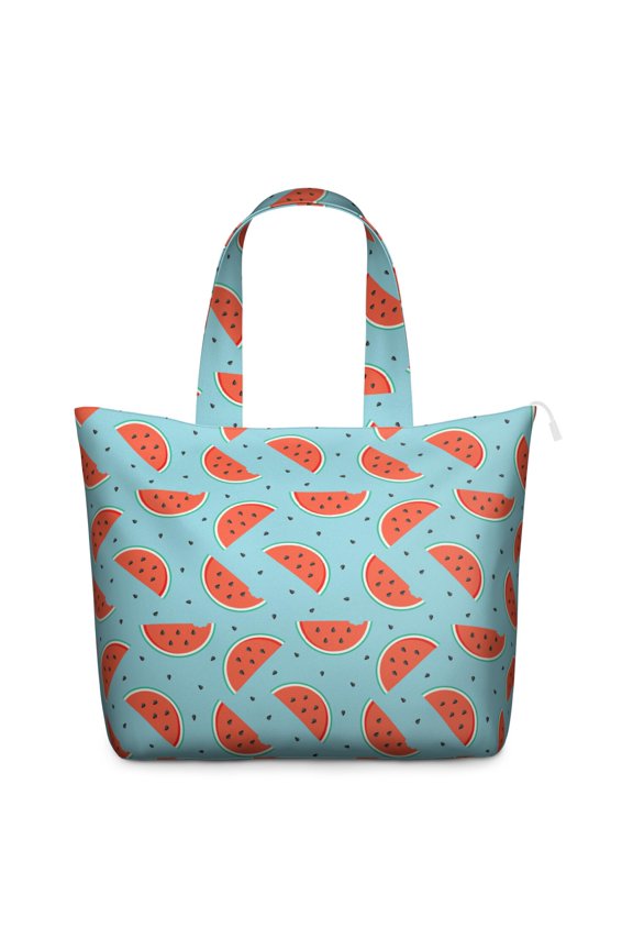 Large Capacity Weekender Bag with Watermelon Tropical Summer Prints Lightweight Travel Tote Bag Featuring Fresh Fruit Cute Beach Aesthetic