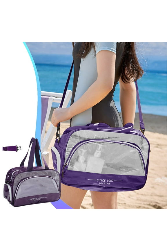 Large Capacity Wet Dry Separated Storage Bag, Waterproof Sports Beach Bag with Adjustable Shoulder Strap for Swimming, Gym, Travel (15.35x9.84 in)