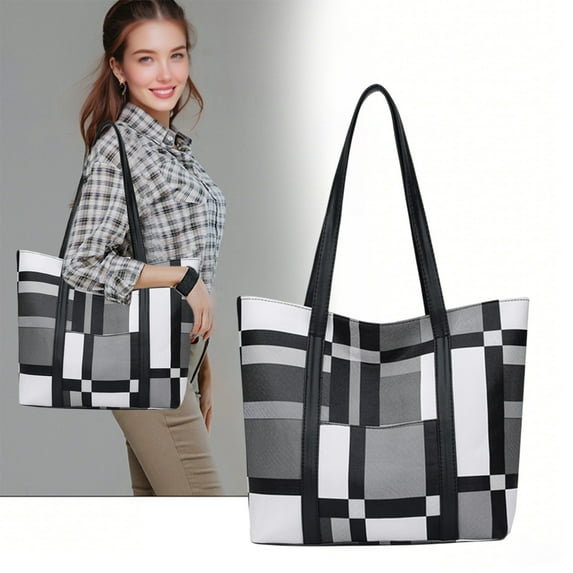 Large Capacity Women's Bags Trendy Hundreds of Atmospheres Shoulder Bag Lattice Tote Bags Large Capacity Handbag
