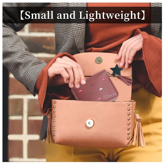 Large Capacity Women's PU Leather Heart Shaped Foldable Functional Wallet Card Purse and Makeup Bag for Daily Use