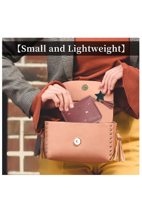 Large Capacity Women's PU Leather Heart Shaped Foldable Functional Wallet Card Purse and Makeup Bag for Daily Use