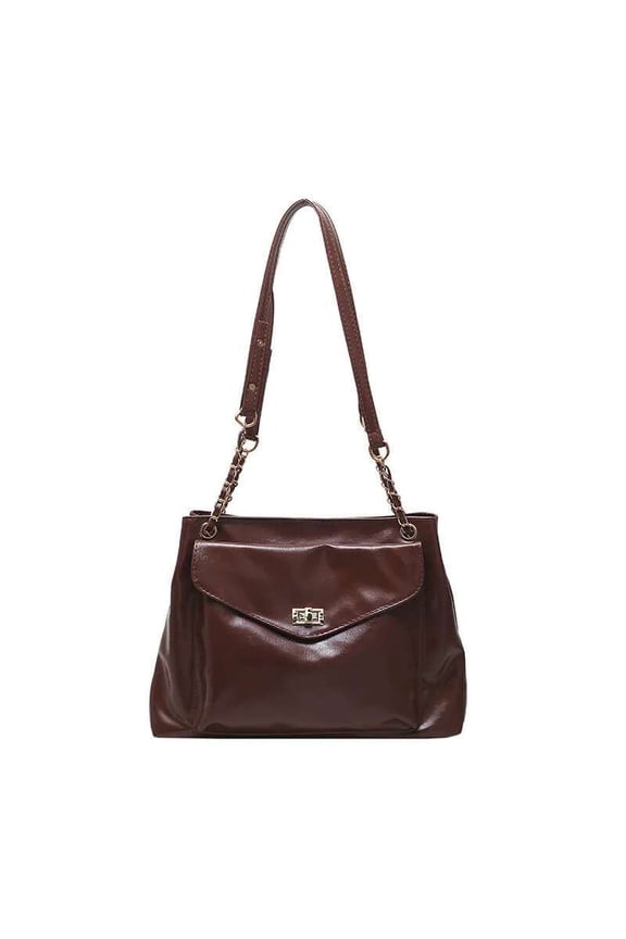 Large Capacity Women's Shoulder Tote Bag - Soft Material with Chain Straps