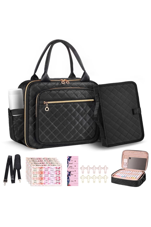 Large Capacity Women's Work Bag,YAYUFN-Multifunctional Teacher Tote,Office Bag,Quilted Bible Bag with Book Cover,Bible Study Supplies Journal Set Accessories,Valentine's Day Christian Gift.