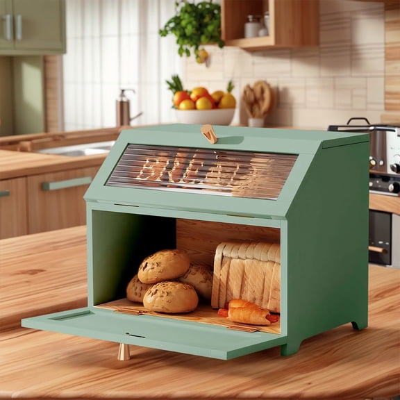 Large Capacity Wood Bread Box with Flip-Top Lid Suitable for Bread Keeper Bin, Multi-Purpose Bread Storage Container for Bagels,, Cookies, Suitable for & Commercial Use, Bread Keeper