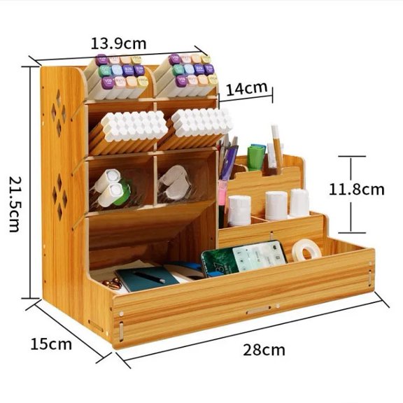 Large Capacity Wooden Pen Holder Office Desktop Organizer Multi-Compartmental Box Nordic Creative Fashion Jewelry Display Stand
