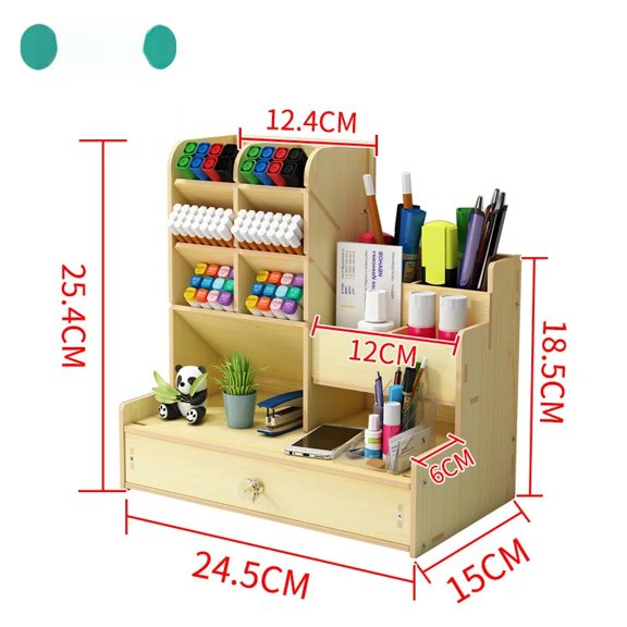 Large Capacity Wooden Pen Holder Office Desktop Organizer Multi-Compartmental Box Nordic Creative Fashion Jewelry Display Stand