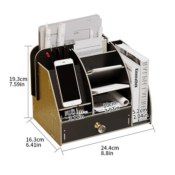 Large Capacity Wooden Pen Holder Office Desktop Organizer Multi-Compartmental Box Nordic Creative Fashion Jewelry Display Stand