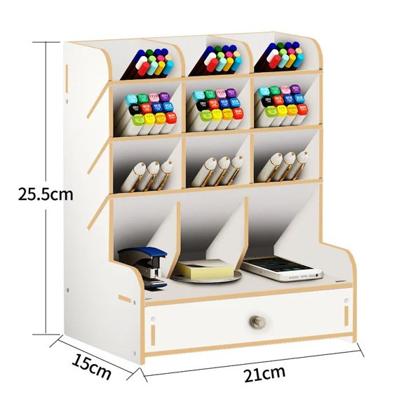 Large Capacity Wooden Pen Holder Office Desktop Organizer Multi-Compartmental Box Nordic Creative Fashion Jewelry Display Stand