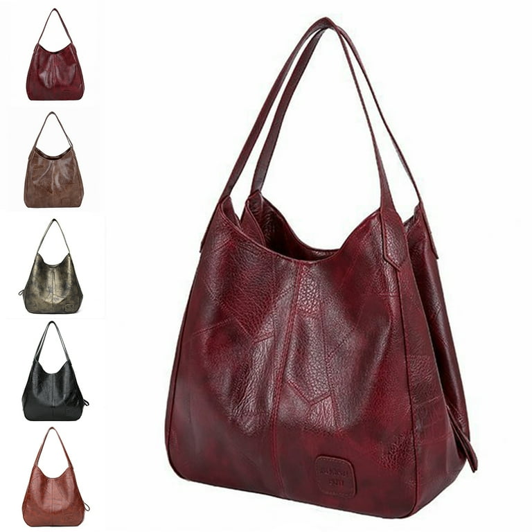 HY Large Capacity Work Tote Bags for Women s Leather Big Purses and Handbags Ladies Waterproof Big Shoulder Commuter Bag Red