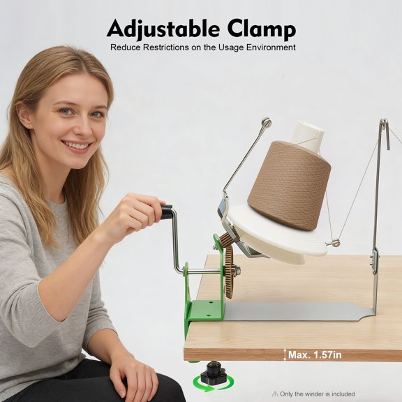 Large Capacity Yarn Winder, 18oz Hand Operated Wool Yarn Ball Winders Metal Winder Holder Lower Noise Portable Yarns Spinner for Crochet Knitting