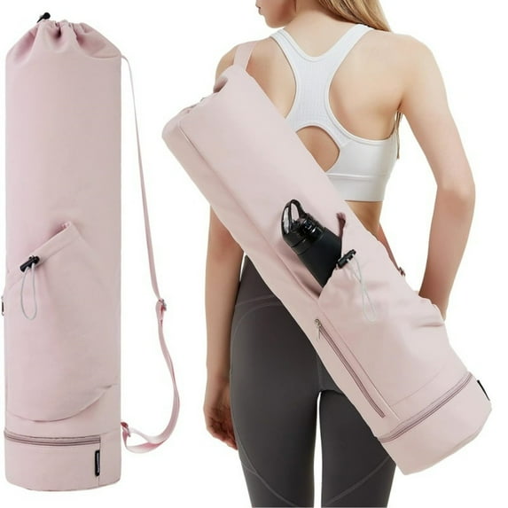 Large Capacity Yoga Mat Bag With Water Bottle Pocket And Bottom Wet Bag, Sports Yoga Mat Carrier With Adjustable Shoulder Strap, Durable Cotton For Easy Cleaning And