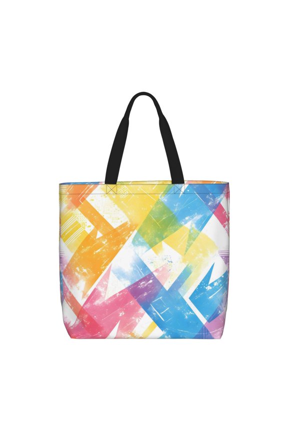 Large-Capacity Zipper Single-Shoulder Convenience Bag 15.719.6 Inches, Wear-Resistant And Water-Repellent, Can Be Carried By Hand Or On One Shoulder Aliceblue Tie-Dye Background Rainbow Colors (2)