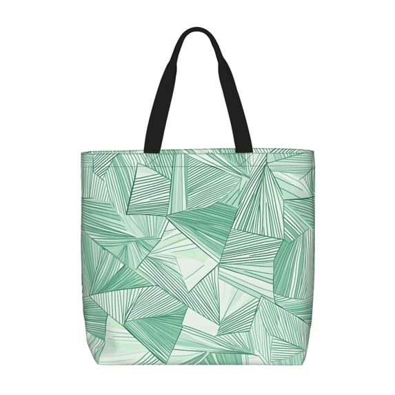 Large-Capacity Zipper Single-Shoulder Convenience Bag 15.7×19.6 Inches, Wear-Resistant And Water-Repellent, Can Be Carried By Hand Or On One Shoulder Lightseagreen Geometric Lines_2