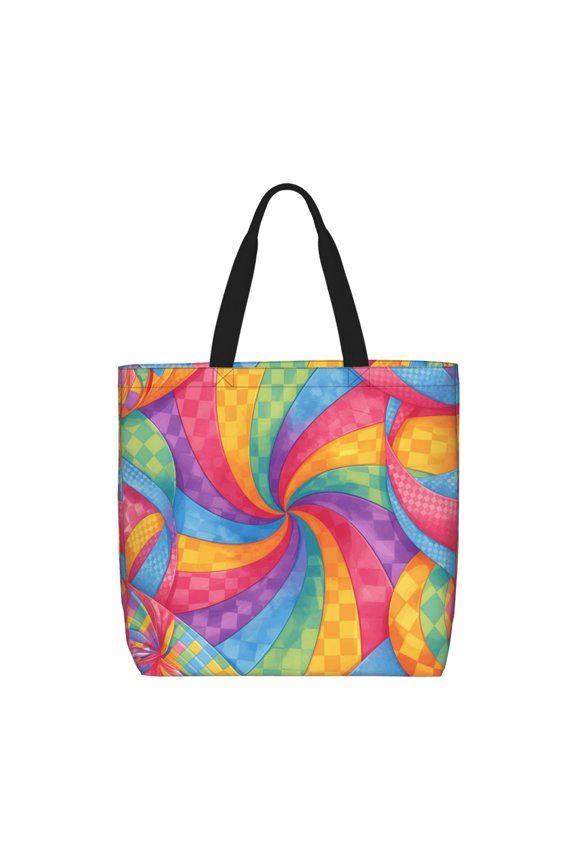 Large-Capacity Zipper Single-Shoulder Convenience Bag 15.719.6 Inches, Wear-Resistant And Water-Repellent, Can Be Carried By Hand Or On One Shoulder Tie-Dye Pattern Rainbow Colors