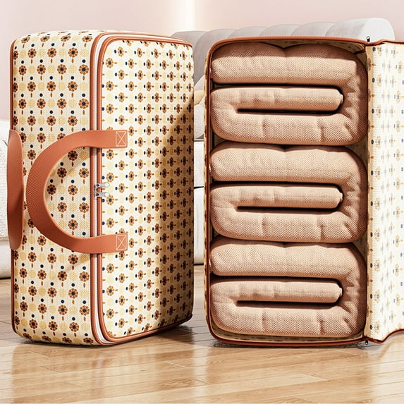 Large Capacity Zippered Storage Bag with Reinforced Handles for Clothes, Pillows, and Quilts, Foldable and Moisture-Resistant for Home and Travel