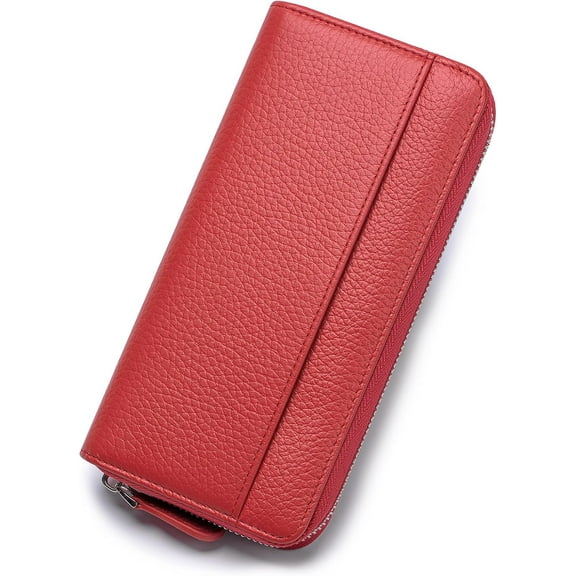 Large Capacity wallets for women RFID Blocking Leather Long Zipper Clutch Wallet with 18 Card Slots & coin Pocket